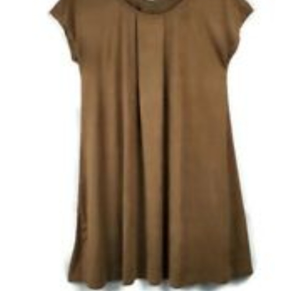 ENOUGH ABOUT SHIFT DRESS SUEDE BROWN SIZE MEDIUM - Picture 2 of 4